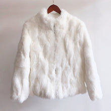 Load image into Gallery viewer, 2019 High Quality Real Fur Coat Fashion Genuine Rabbit Fur Overcoats Elegant Women Winter Outwear Stand Collar Rabbit Fur Jacket