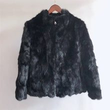 Load image into Gallery viewer, 2019 High Quality Real Fur Coat Fashion Genuine Rabbit Fur Overcoats Elegant Women Winter Outwear Stand Collar Rabbit Fur Jacket