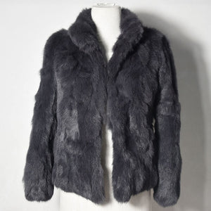 2019 High Quality Real Fur Coat Fashion Genuine Rabbit Fur Overcoats Elegant Women Winter Outwear Stand Collar Rabbit Fur Jacket