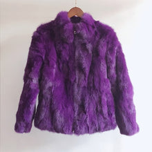 Load image into Gallery viewer, 2019 High Quality Real Fur Coat Fashion Genuine Rabbit Fur Overcoats Elegant Women Winter Outwear Stand Collar Rabbit Fur Jacket