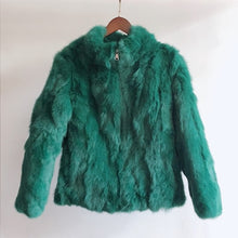 Load image into Gallery viewer, 2019 High Quality Real Fur Coat Fashion Genuine Rabbit Fur Overcoats Elegant Women Winter Outwear Stand Collar Rabbit Fur Jacket