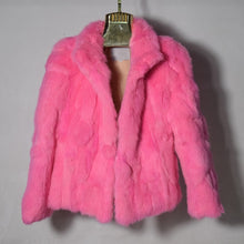 Load image into Gallery viewer, 2019 High Quality Real Fur Coat Fashion Genuine Rabbit Fur Overcoats Elegant Women Winter Outwear Stand Collar Rabbit Fur Jacket