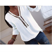 Load image into Gallery viewer, Hot Plus Size Women Boho Top Chiffon Solid Shirt V-Neck Short Sleeve Summer Casual Loose Tops Blouse