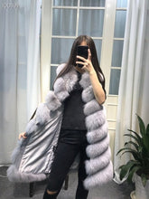 Load image into Gallery viewer, Womens Winter Fashion 2018 Natural Fox Fur Vest Real Fur Gilet 90CM Womens Real Fox Fur Vest Long Coat Ship by DHL 5 days