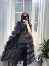 Load image into Gallery viewer, Womens Winter Fashion 2018 Natural Fox Fur Vest Real Fur Gilet 90CM Womens Real Fox Fur Vest Long Coat Ship by DHL 5 days