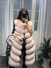 Load image into Gallery viewer, Womens Winter Fashion 2018 Natural Fox Fur Vest Real Fur Gilet 90CM Womens Real Fox Fur Vest Long Coat Ship by DHL 5 days