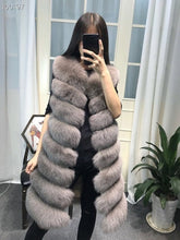 Load image into Gallery viewer, Womens Winter Fashion 2018 Natural Fox Fur Vest Real Fur Gilet 90CM Womens Real Fox Fur Vest Long Coat Ship by DHL 5 days