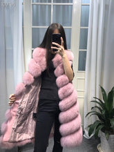 Load image into Gallery viewer, Womens Winter Fashion 2018 Natural Fox Fur Vest Real Fur Gilet 90CM Womens Real Fox Fur Vest Long Coat Ship by DHL 5 days