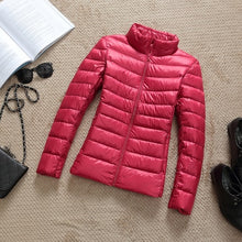 Load image into Gallery viewer, 90% Ultra-light Plus Size Thin Down Jacket Women 2019 Autumn Winter Slim Short Hooded Warm White Duck Down Coat Women Outerwear