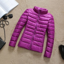Load image into Gallery viewer, 90% Ultra-light Plus Size Thin Down Jacket Women 2019 Autumn Winter Slim Short Hooded Warm White Duck Down Coat Women Outerwear