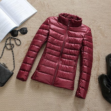 Load image into Gallery viewer, 90% Ultra-light Plus Size Thin Down Jacket Women 2019 Autumn Winter Slim Short Hooded Warm White Duck Down Coat Women Outerwear