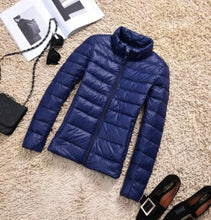 Load image into Gallery viewer, 90% Ultra-light Plus Size Thin Down Jacket Women 2019 Autumn Winter Slim Short Hooded Warm White Duck Down Coat Women Outerwear
