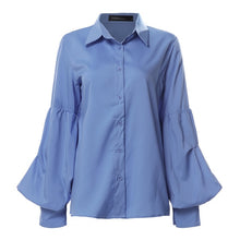 Load image into Gallery viewer, Top Fashion 2019 Celmia Women Long Puff Sleeve Blouses Shirts Lapel Buttons Casual Loose Solid Party Tops Work Blusas Plus Size