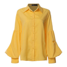 Load image into Gallery viewer, Top Fashion 2019 Celmia Women Long Puff Sleeve Blouses Shirts Lapel Buttons Casual Loose Solid Party Tops Work Blusas Plus Size