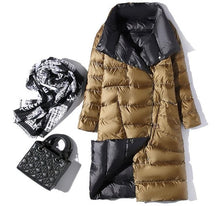 Load image into Gallery viewer, FTLZZ Ultra Light Down Jacket Women Winter Double Sided Slim White Duck Down Coat Single Breasted Turtleneck Warm Parkas