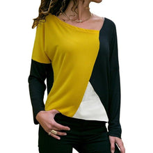 Load image into Gallery viewer, Ladies Tops Shirt Blusas Mujer Women Blouse 2019 Autumn Causal Blouse Slim Offioce Skew Collar Patchwork Long Sleeve xl shirt