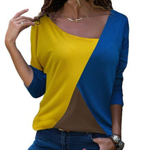Load image into Gallery viewer, Ladies Tops Shirt Blusas Mujer Women Blouse 2019 Autumn Causal Blouse Slim Offioce Skew Collar Patchwork Long Sleeve xl shirt