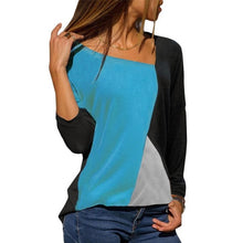 Load image into Gallery viewer, Ladies Tops Shirt Blusas Mujer Women Blouse 2019 Autumn Causal Blouse Slim Offioce Skew Collar Patchwork Long Sleeve xl shirt
