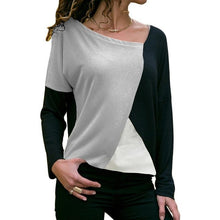 Load image into Gallery viewer, Ladies Tops Shirt Blusas Mujer Women Blouse 2019 Autumn Causal Blouse Slim Offioce Skew Collar Patchwork Long Sleeve xl shirt