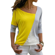 Load image into Gallery viewer, Ladies Tops Shirt Blusas Mujer Women Blouse 2019 Autumn Causal Blouse Slim Offioce Skew Collar Patchwork Long Sleeve xl shirt