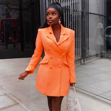 Load image into Gallery viewer, Simenual Solid Fashion Office Lady Blazers Autumn Winter Casual Double-breasted Jacket 2019 Long Sleeve Slim Orange Women Blazer