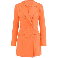 Load image into Gallery viewer, Simenual Solid Fashion Office Lady Blazers Autumn Winter Casual Double-breasted Jacket 2019 Long Sleeve Slim Orange Women Blazer
