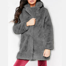 Load image into Gallery viewer, HCYO Autumn Winter Women Fur Coat Plus Size 3XL Covered Button Furry Faux Fur Coats Women&#39;s Long Loose Soft Rabbit Fur Overcoat