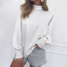 Load image into Gallery viewer, Fanbety Office Lady Lantern Sleeve Chiffon Blouse Women Autumn Turtle Neck solid Shirt Elegant winter long sleevel basic tops