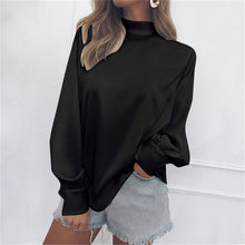 Load image into Gallery viewer, Fanbety Office Lady Lantern Sleeve Chiffon Blouse Women Autumn Turtle Neck solid Shirt Elegant winter long sleevel basic tops