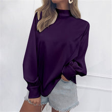 Load image into Gallery viewer, Fanbety Office Lady Lantern Sleeve Chiffon Blouse Women Autumn Turtle Neck solid Shirt Elegant winter long sleevel basic tops