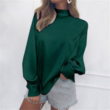 Load image into Gallery viewer, Fanbety Office Lady Lantern Sleeve Chiffon Blouse Women Autumn Turtle Neck solid Shirt Elegant winter long sleevel basic tops