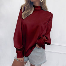 Load image into Gallery viewer, Fanbety Office Lady Lantern Sleeve Chiffon Blouse Women Autumn Turtle Neck solid Shirt Elegant winter long sleevel basic tops