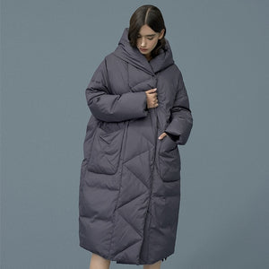 S- 7XL plus size Winter oversize Warm Duck down coat female X-Long Down Warm Jacket Hooded Cocoon style thick warm Parkas F192