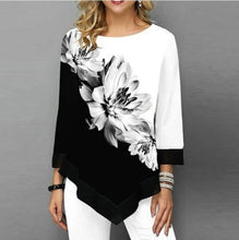 Load image into Gallery viewer, Shirt Women Spring Autumn  O-neck Blouse 3/4 Sleeve Casual Printing Button Female fashion shirt Tops Plus Size StreetShirt