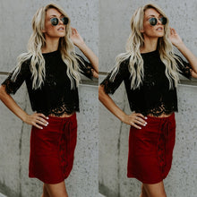 Load image into Gallery viewer, 2019 Red Loose Blouse Women Short Sleeve Tops Shirt Casual Lace Tops Shirt Fashion Women Ladies Clothing Tops