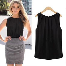 Load image into Gallery viewer, womens tops and blouses white black women&#39;s blouses Sleeveless black shirt blouses women 2018 summer hot dropship office women