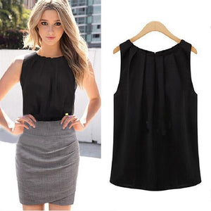 womens tops and blouses white black women's blouses Sleeveless black shirt blouses women 2018 summer hot dropship office women