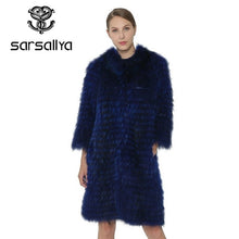 Load image into Gallery viewer, Real Silver Fox Fur Coat Women Long Natural Fur Coat Female Knitted Spring Genuine Fur Overcoat For Ladies Luxury Plus Size 2019