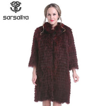 Load image into Gallery viewer, Real Silver Fox Fur Coat Women Long Natural Fur Coat Female Knitted Spring Genuine Fur Overcoat For Ladies Luxury Plus Size 2019