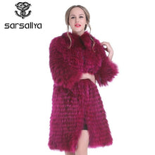 Load image into Gallery viewer, Real Silver Fox Fur Coat Women Long Natural Fur Coat Female Knitted Spring Genuine Fur Overcoat For Ladies Luxury Plus Size 2019
