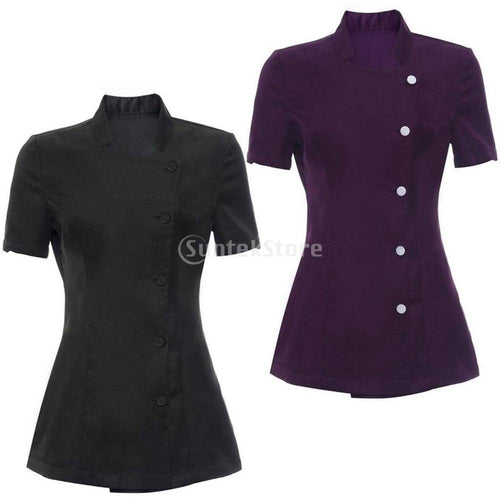 Solid Color Women Ladies Salon Spa Beauty Beautician Hairdressers Nails Uniform Tunic Work Clothes