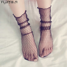 Load image into Gallery viewer, Sexy Women  See Through Transparent Mesh Tops Long Sleeve Sheer Slim Ladies Turtleneck  Blouses Clothing ds051