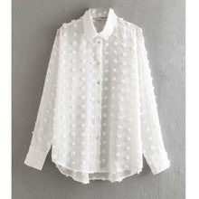 Load image into Gallery viewer, new women fashion dot stitching casual chiffon blouse shirt women long sleeve chic blusas perspective white chemise tops LS3725