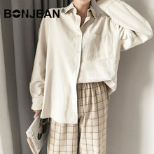 Load image into Gallery viewer, Cotton Blouse Women Summer Shirt Ladies Spring Long Sleeve Blue White Blouse Casual Tops Chemisier Femme 2019 Blusas Mujer Z085